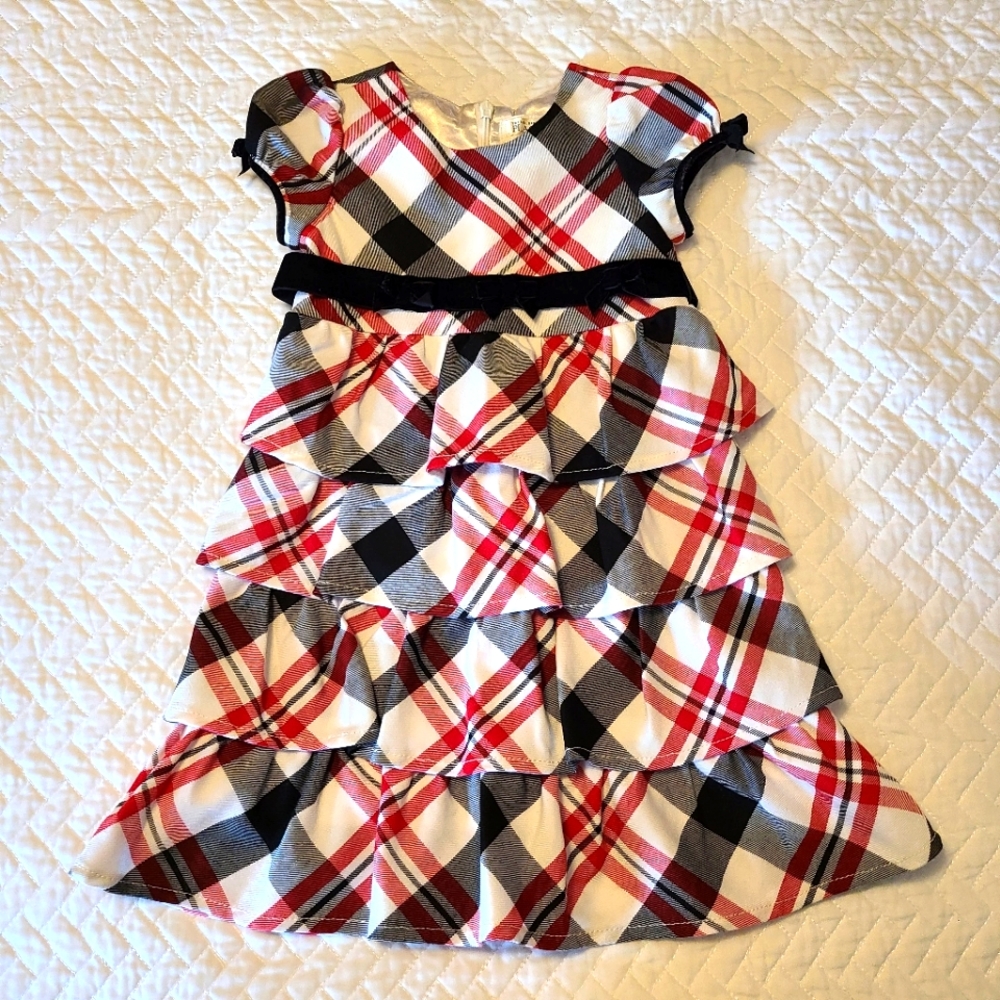 Toddler Girls Black & Red Plaid Holiday Dress